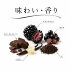 ジョージアワインの味わい・香り解説図。ブラックベリーやカシス、ビターチョコレート、バニラ