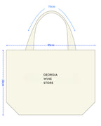 ジョージアワイン通販のトートバッグ、ナチュラルカラーのLサイズの詳細サイズ表