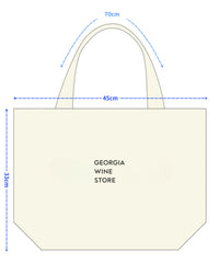 ジョージアワイン通販のトートバッグ、ナチュラルカラーのLサイズの詳細サイズ表