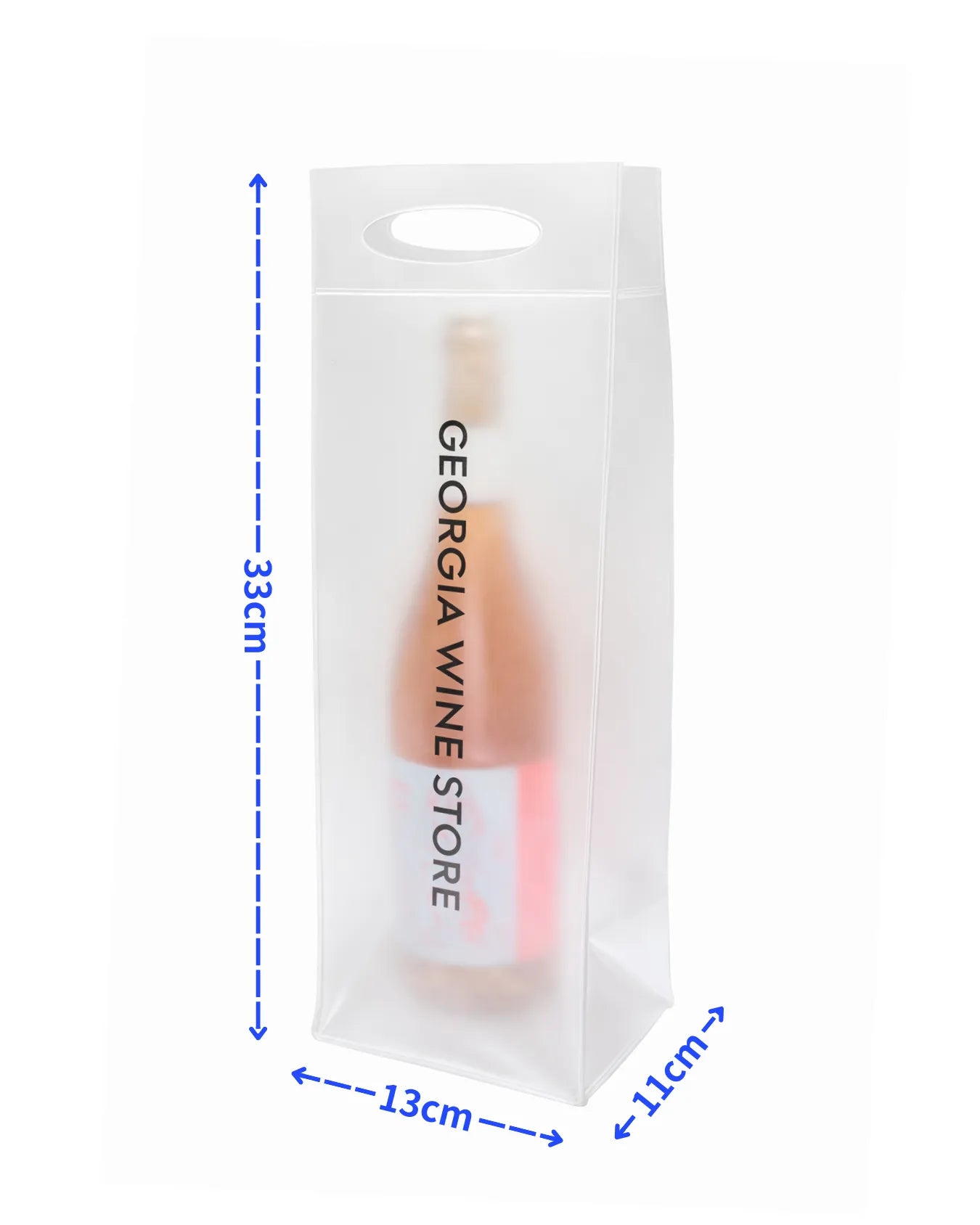 ジョージワインを入れるPVCバッグの高さと幅のサイズ詳細表示画像