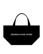 ジョージアワインの公式ストアのトートバッグ、黒色のSサイズのデザイン