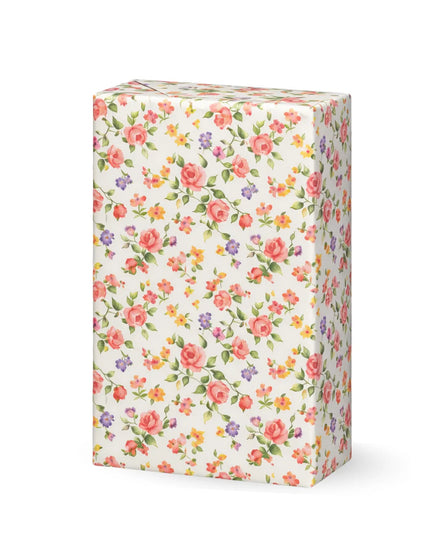 花柄のラッピングで包んだ、公式ジョージアワインストアのワイン2本用ギフトボックス