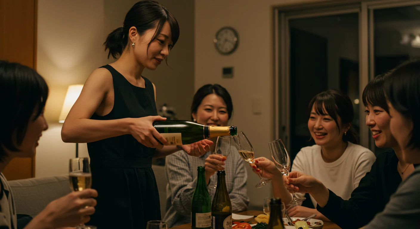 女子会で、ジョージアワインストアで購入したペットナットを楽しんでいる様子