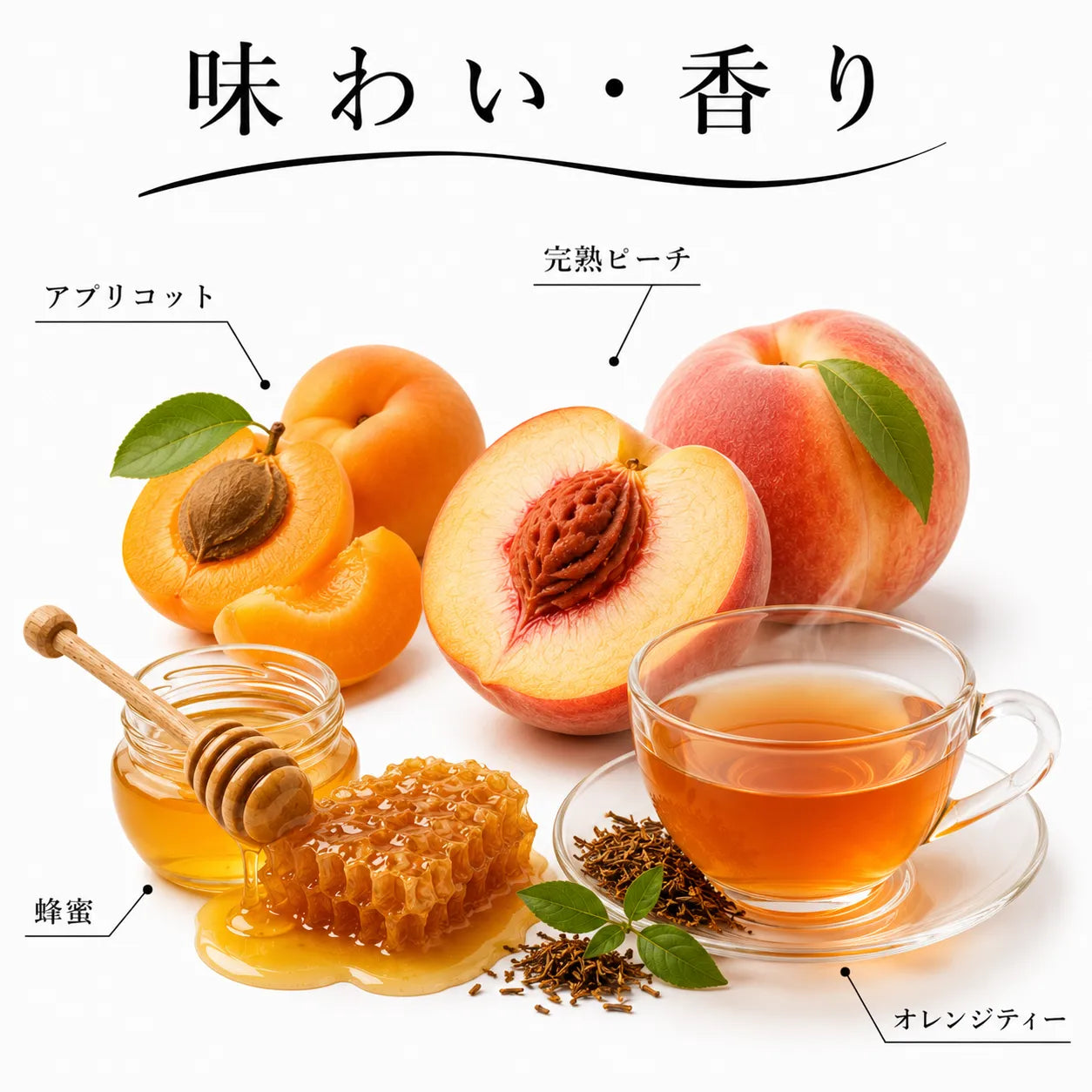 アプリコットや完熟ピーチ、蜂蜜とオレンジティーを感じるオレンジワインの味わい解説画像