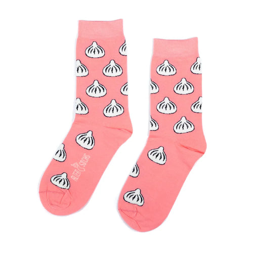 ヒンカリ柄ソックスのピンク、白いヒンカリの総柄。トビリシ発AlterSocks