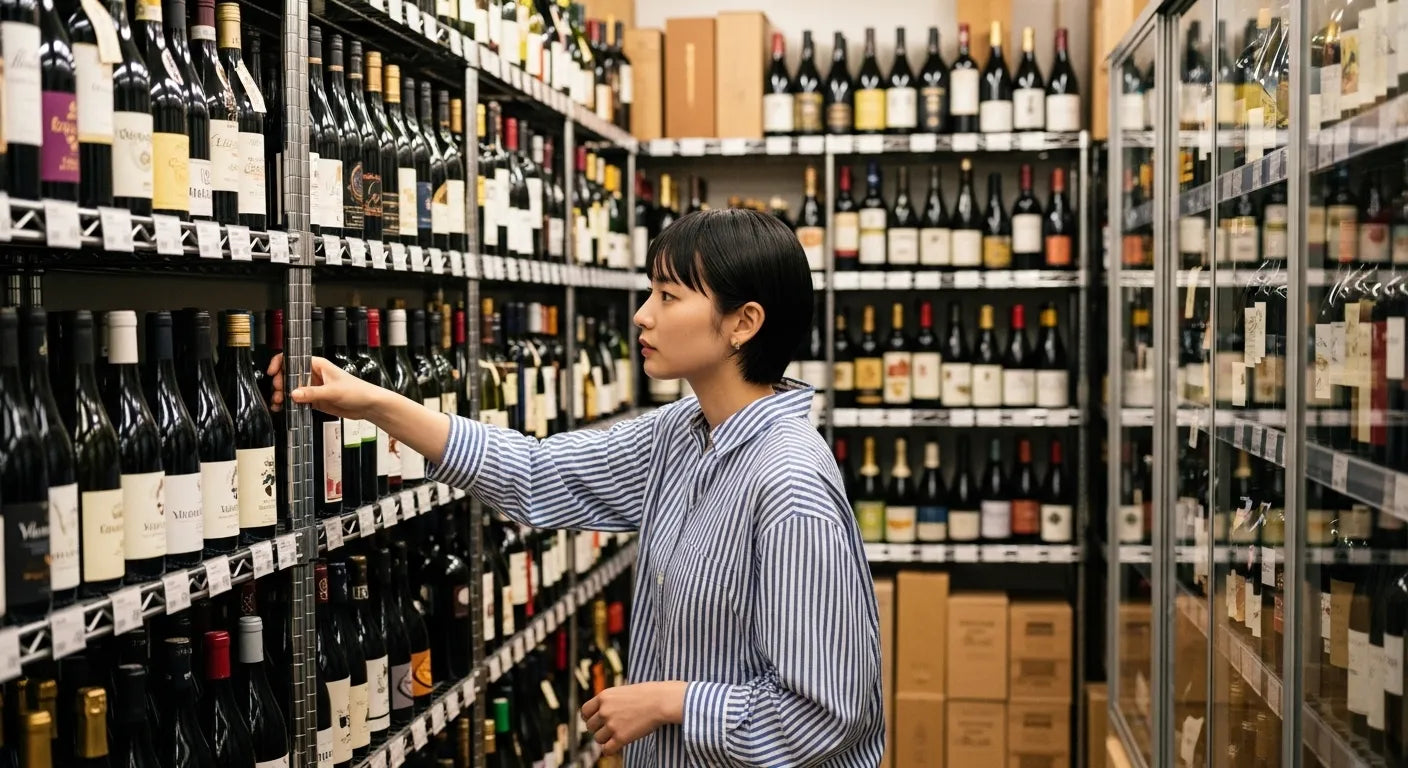 ジョージアワインの品種をチェックしている女性